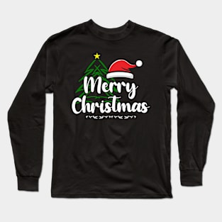 Merry Christmas Tree Santa Hat Long Sleeve T-Shirt